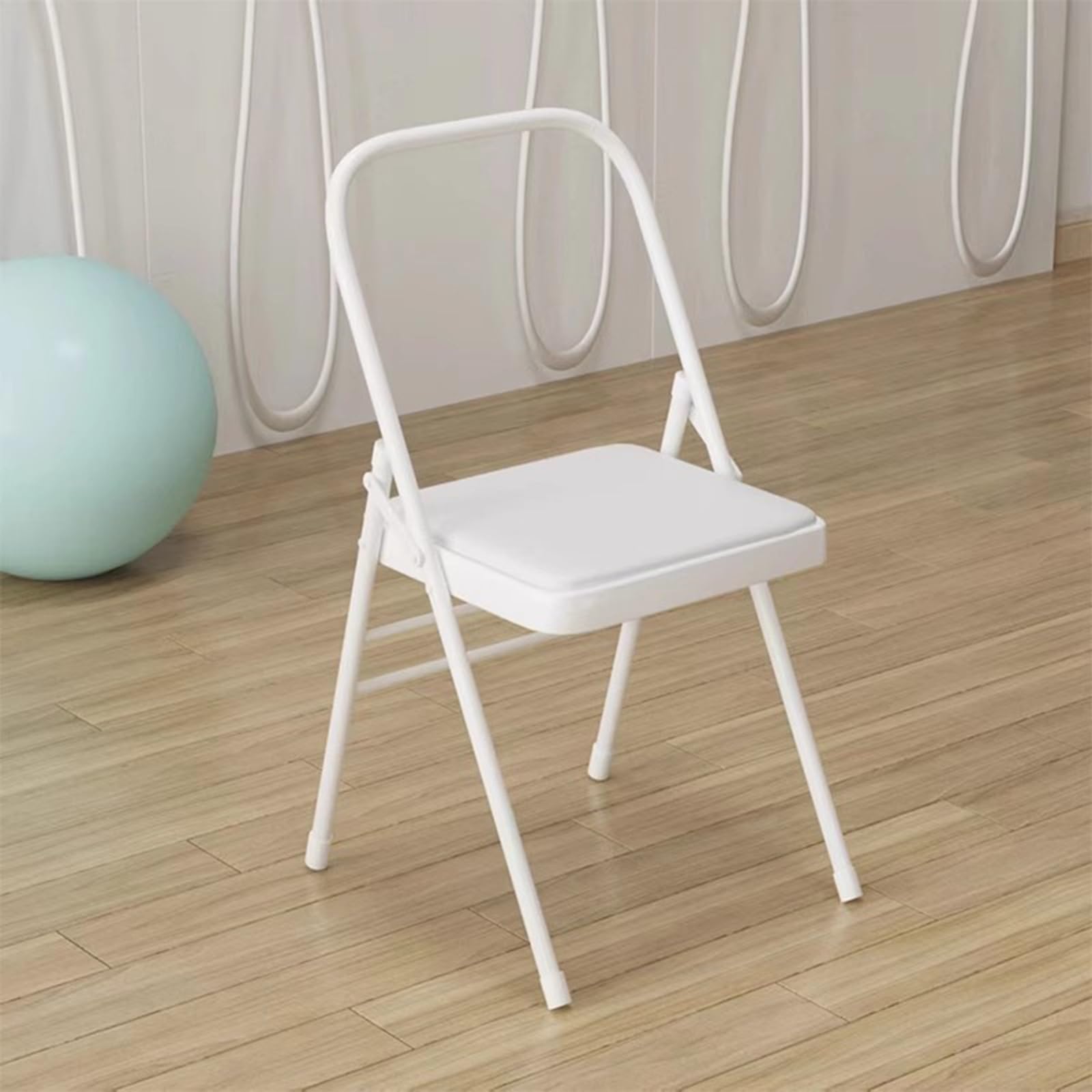 Silla de yoga ajustable sin respaldo de poliuretano, plegable, silla de apoyo disponible en 7 colores (blanco) – perfecta para uso doméstico o estudio