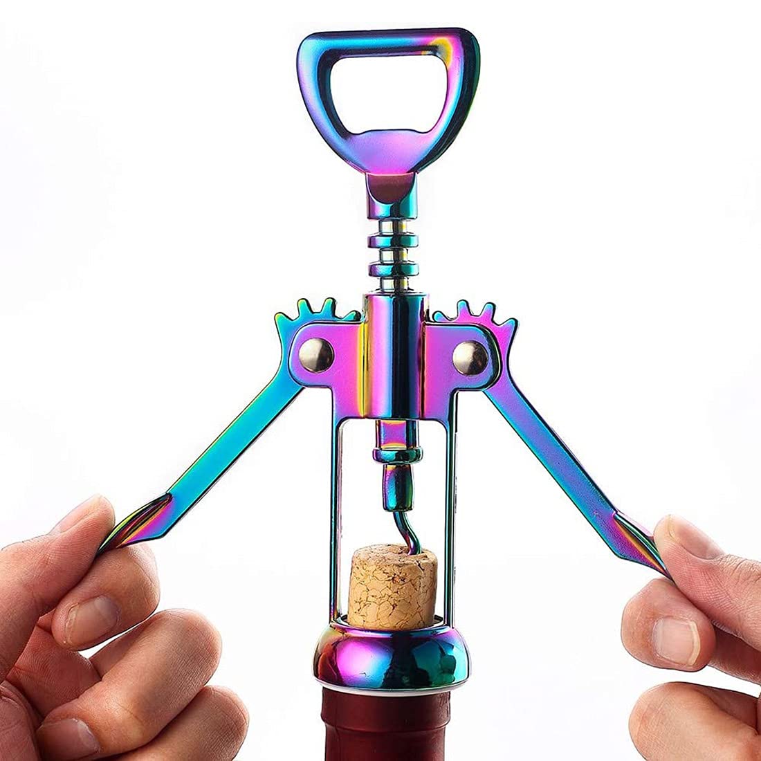 Xhjl Rainbow Bottle Opener Corkscrew 2 In1 Double Winged Beer And Wine Openers Multifunctional Cork Remover-Ergonomic- Kitchen Accessories(Rainbow)