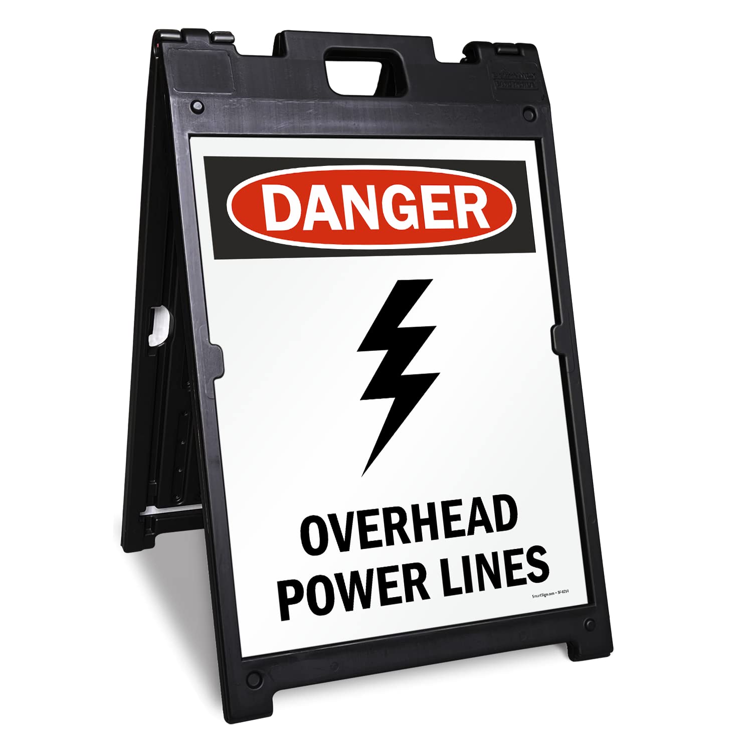SmartSign 24 x 18 inch “Danger - Overhead Power Lines” Two-Sided BabyBoss A-Frame Sign Kit, Plastic, Multicolor (1 A-Frame + 2 Sign Panels), Made in