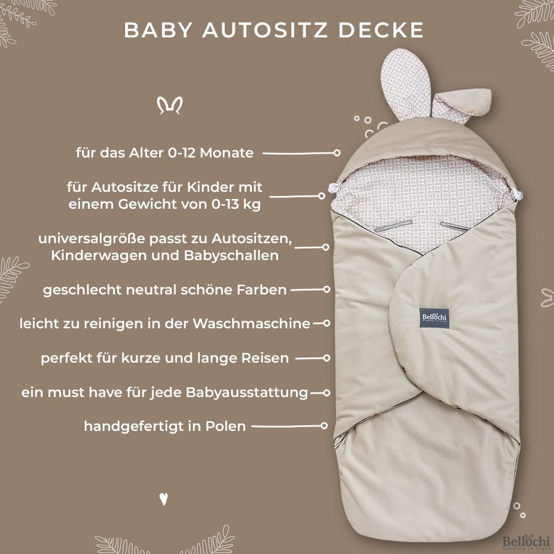 Bellochi Growing in style Premium Einschlagdecke Babyschale, Baby Erstausstattung aus Baumwolle für Autositz, Kuscheldecke für Kinderwagen mit Fußsack passend für Maxi-Cosi, Römer, Cybex - Copse