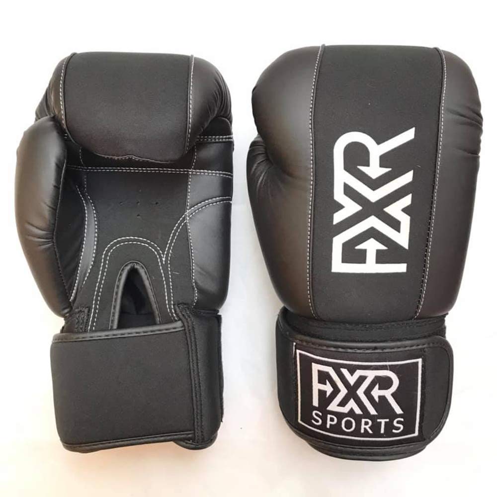 FXR Sports HYGIENIC MACHINE WASHABLE NEOPRENE BOXING GLOVES EASY CLEAN (Medium, Black)