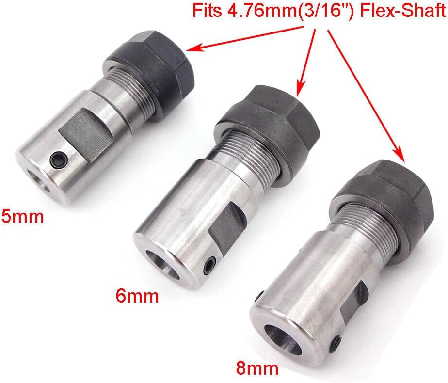 Flexible Shaft Coupling 5/6/8mm to 4.76mm 3/16" Collet Joint Fit for RC Boat (1pc 5mm to 4.76mm)