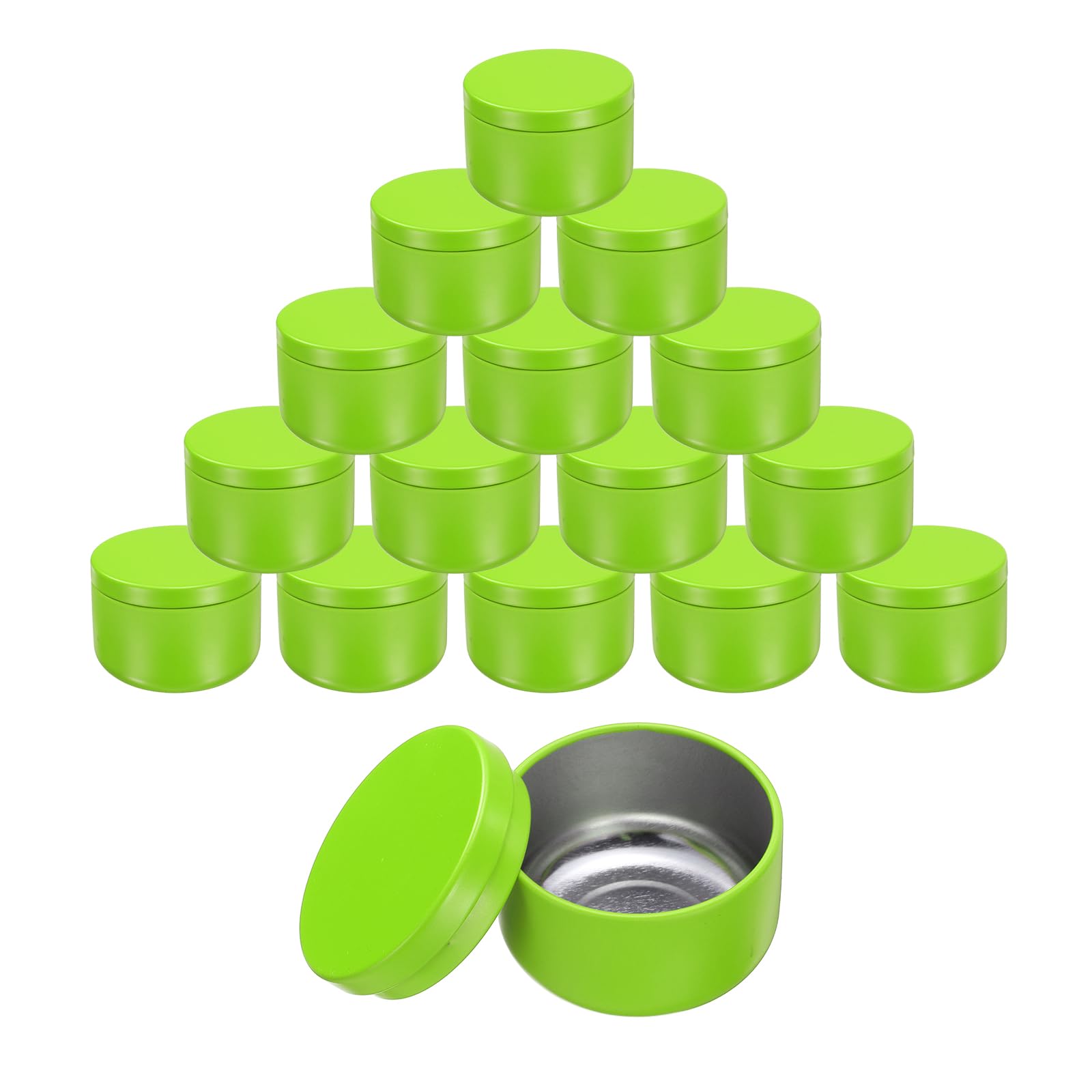 sourcing map 16pcs Portable Storage Jar, Multipurpose Airtight Container Bottle Mini Smell Proof Metal Round Tins with Lid for Spices Coffee Tea Candy, Green