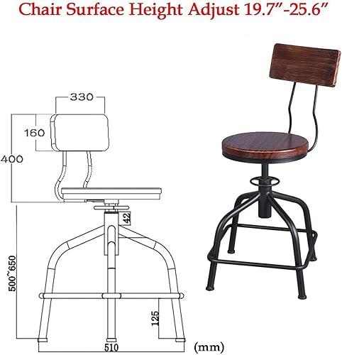 Miniatura 25 de Topower Taburete de cocina de granja, taburete de mostrador industrial, asiento redondo de cocina decorativo, altura estándar, taburetes de bar