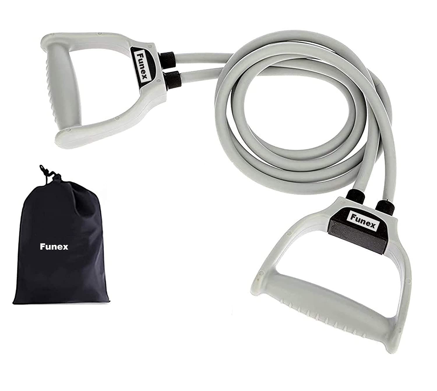 FUNEX Double Toning Resistance Tube Heavy Quality Exercise Band for Stretching (Silver) (B09FSSW655) Amazon Price History, Amazon Price Tracker