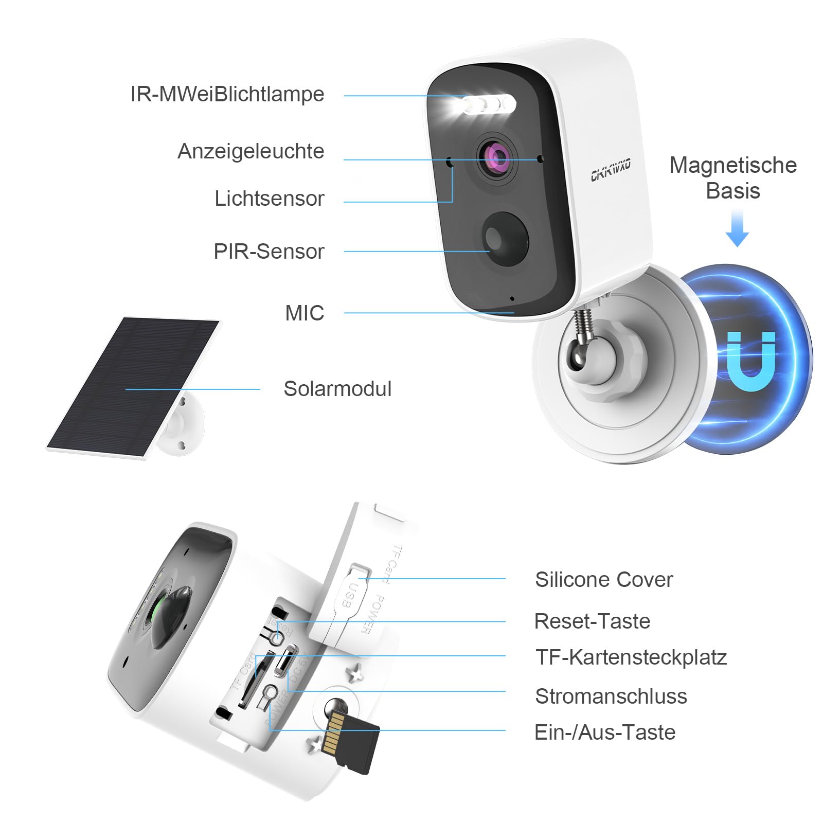 Telecamera Wi-Fi Esterno Pannello Solare con Supporto Magnetico 2K