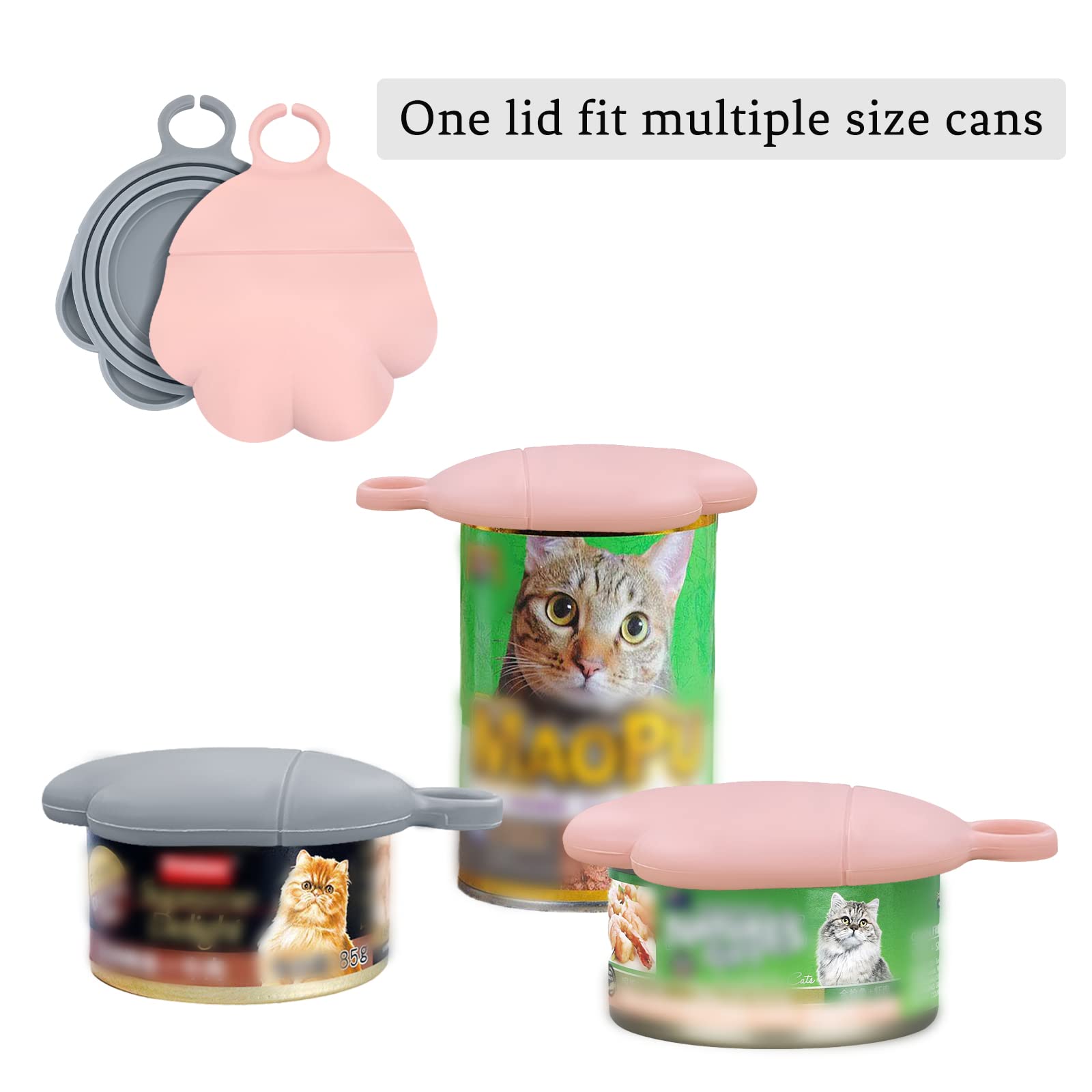 2 stuks multifunctionele blikopener in de vorm van kattenpootvoerlepel siliconen lichtgewicht wasbaar voor katten (grijs