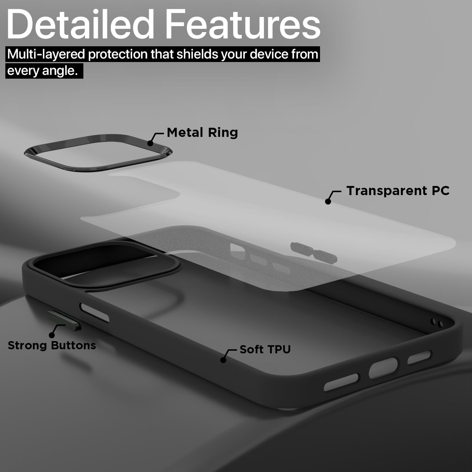 Pikkme Back Cover |Electroplated Crome Metal Ring | Full Camera Protection | Super Soft Side TPU | Raised Edges | Bumper Case for iPhone 13 Pro Max (Black) 1