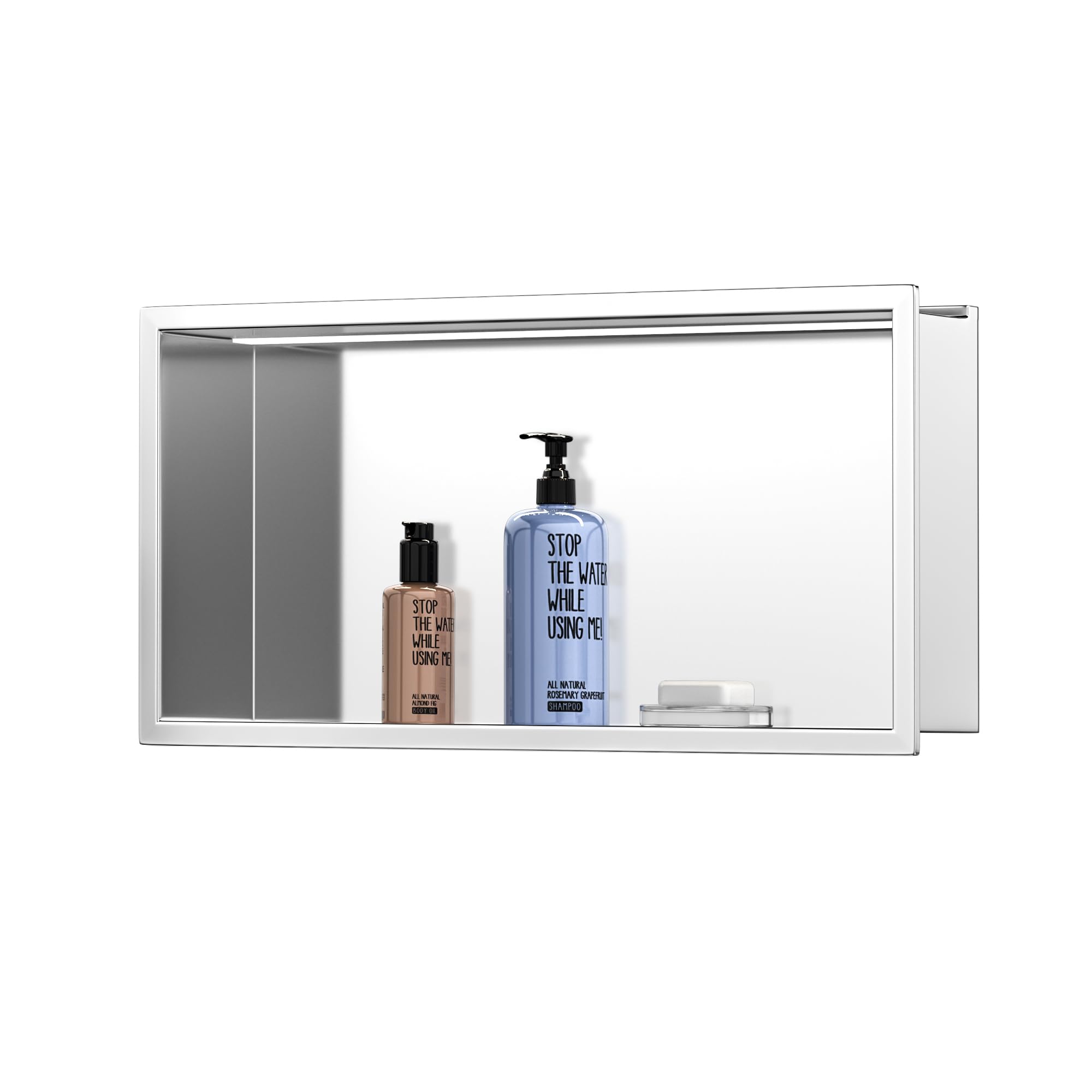 Neodrain Shower Niche, 24"X12" Brushed Wall Niche, Stainless Steel Wall Niche with Led Light, NO Tile Needed Recessed Niche Shower for Bathroom Over Mount Installation