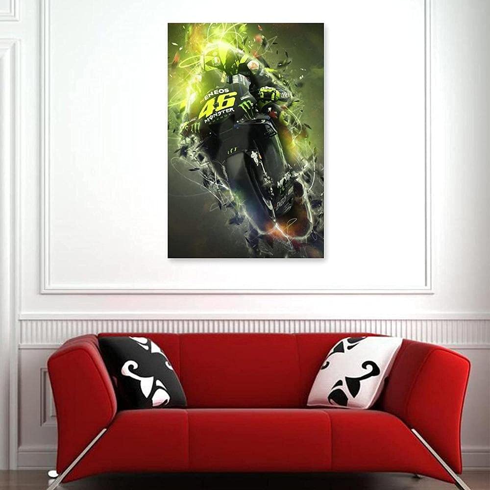 Affiche Toile 20x30 Cm Sans Cadre Poster Valentino Rossi Sur Toile 20x30cm - Déco Murale Sans Cadre, Haute Qualité, Personnalisable Décor Salon Bureau Sport