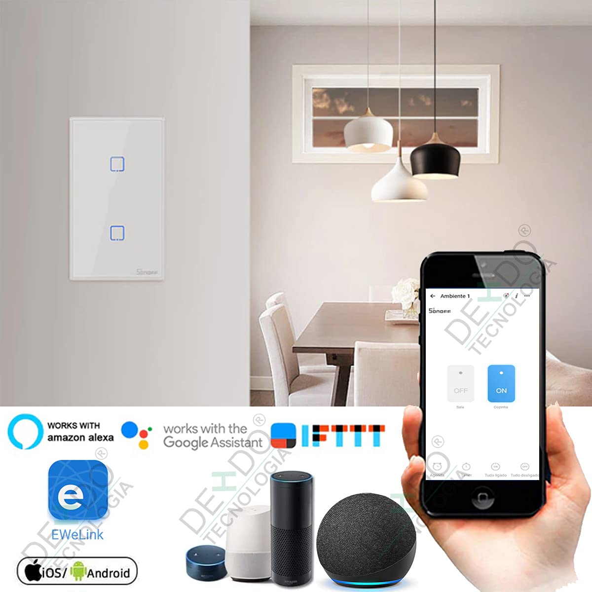 Sonoff T3US2C-TX Interruttore a parete Nero touch Wifi serie TX US a due tasti