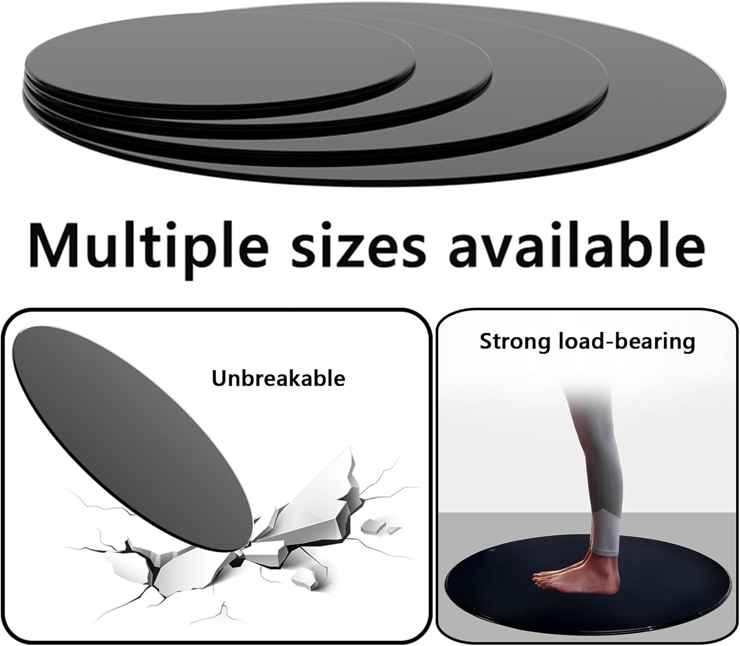 Black Round Tempered Glass Table Top, 8mm Thick, Polished Edge, Round Glass Coffee Table, Round Glass Kitchen Table, Patio Table Tops, Ideal for Patio, Dining, Coffee, Side Table(Size:78CM(31INCH))