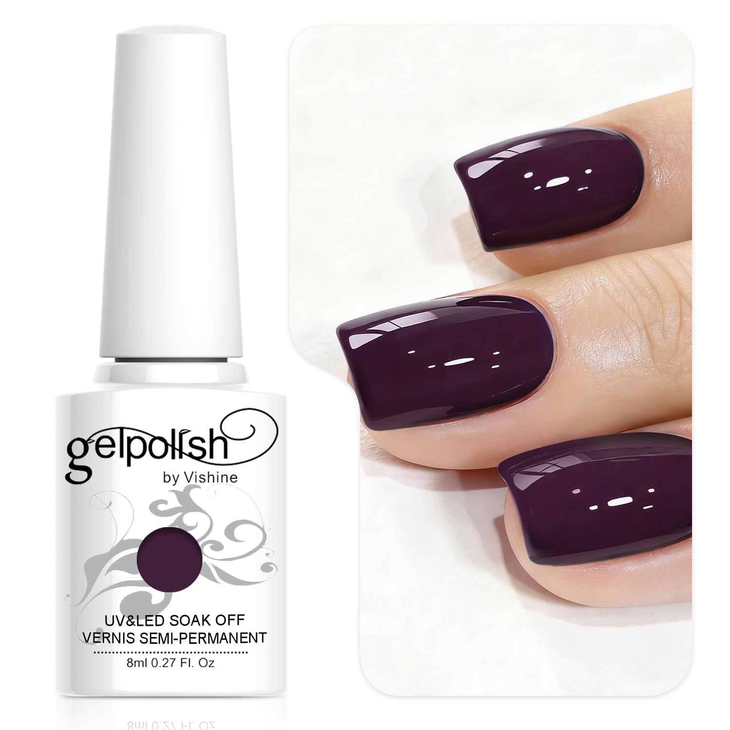Vishine Esmalte de uñas semi-permanent Soak Off UV LED Gel Polish Nail Gel Manicura, Negro (687) — view 19