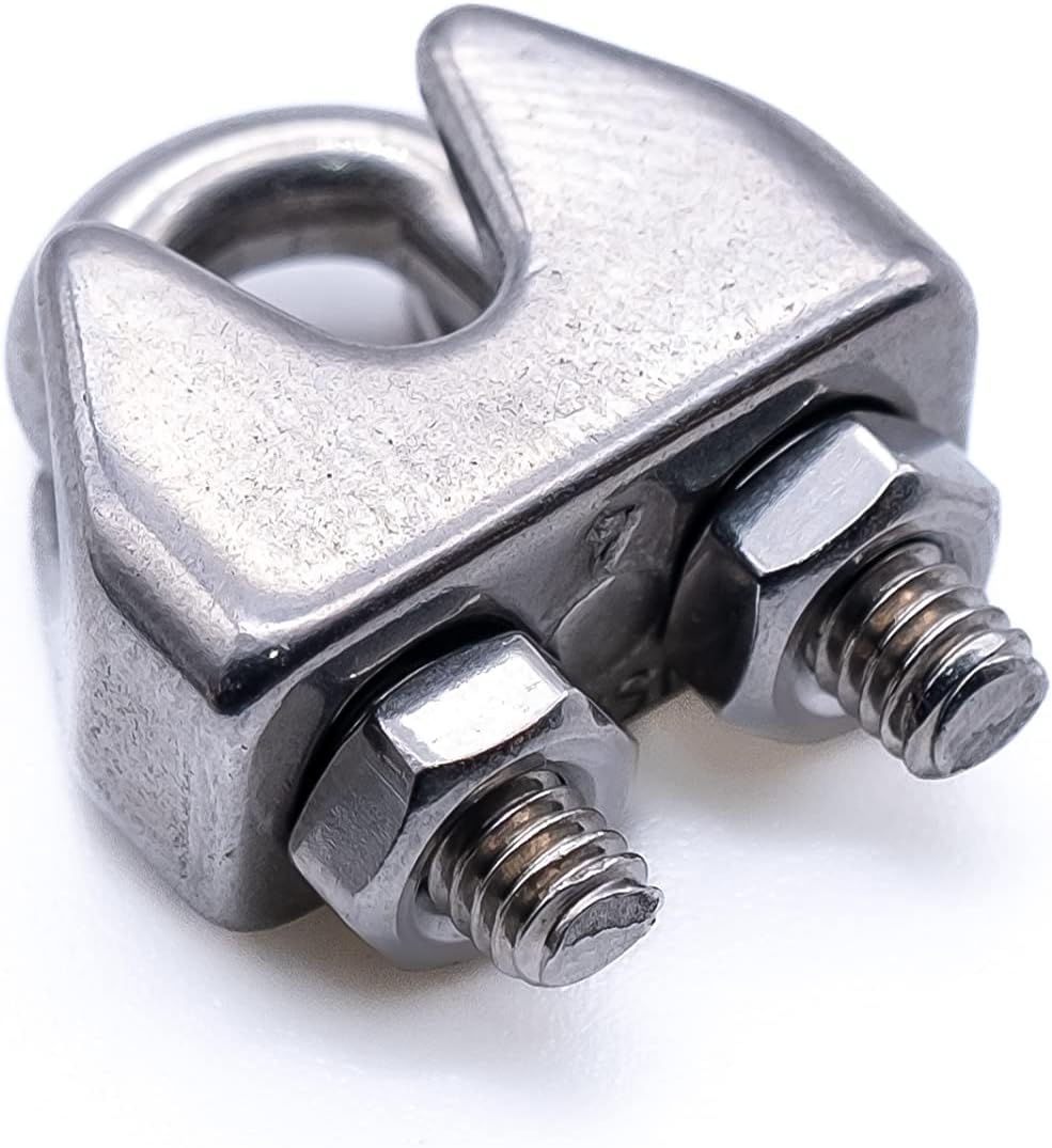 Stainless steel wire rope clamp grip bulldog clip marine grade A4 316 (2mm - 10pcs)