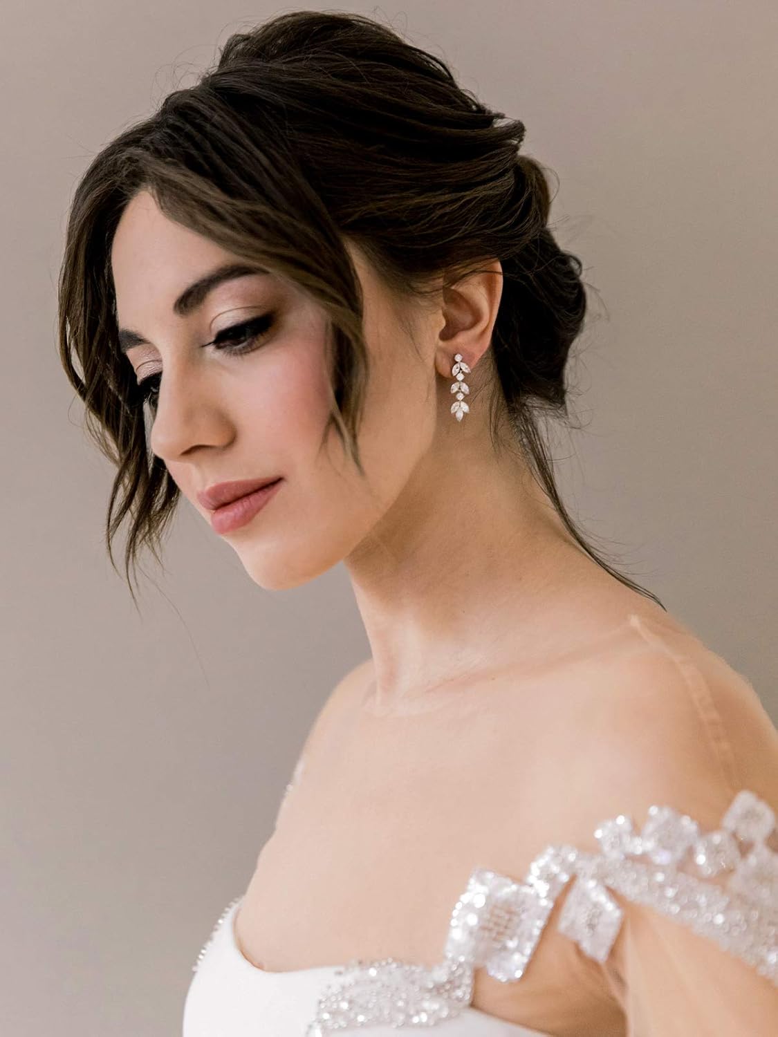 SWEETV Cubic Zirconia Wedding Earrings for Brides Bridesmaids, Elegant Marquise Bridal Dangling Earrings, Crystal Drop earrings for Women Jewelry Gifts - Image 4