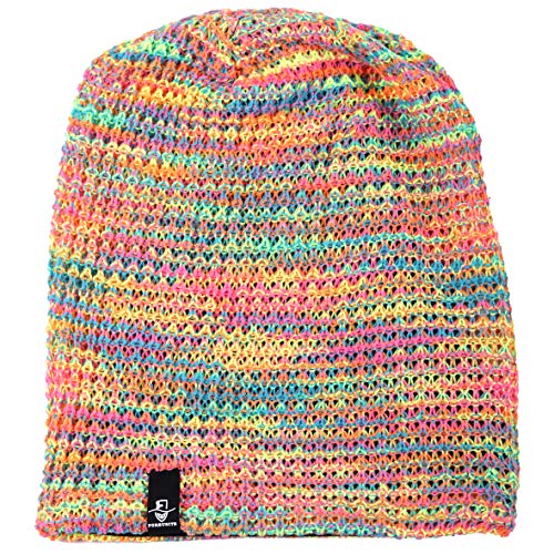 Hisshe Women's Slouchy Beanie Knit Beret Skull Cap Baggy Winter Summer Hat B08W (Pink/Yellow/Green) #TOP1