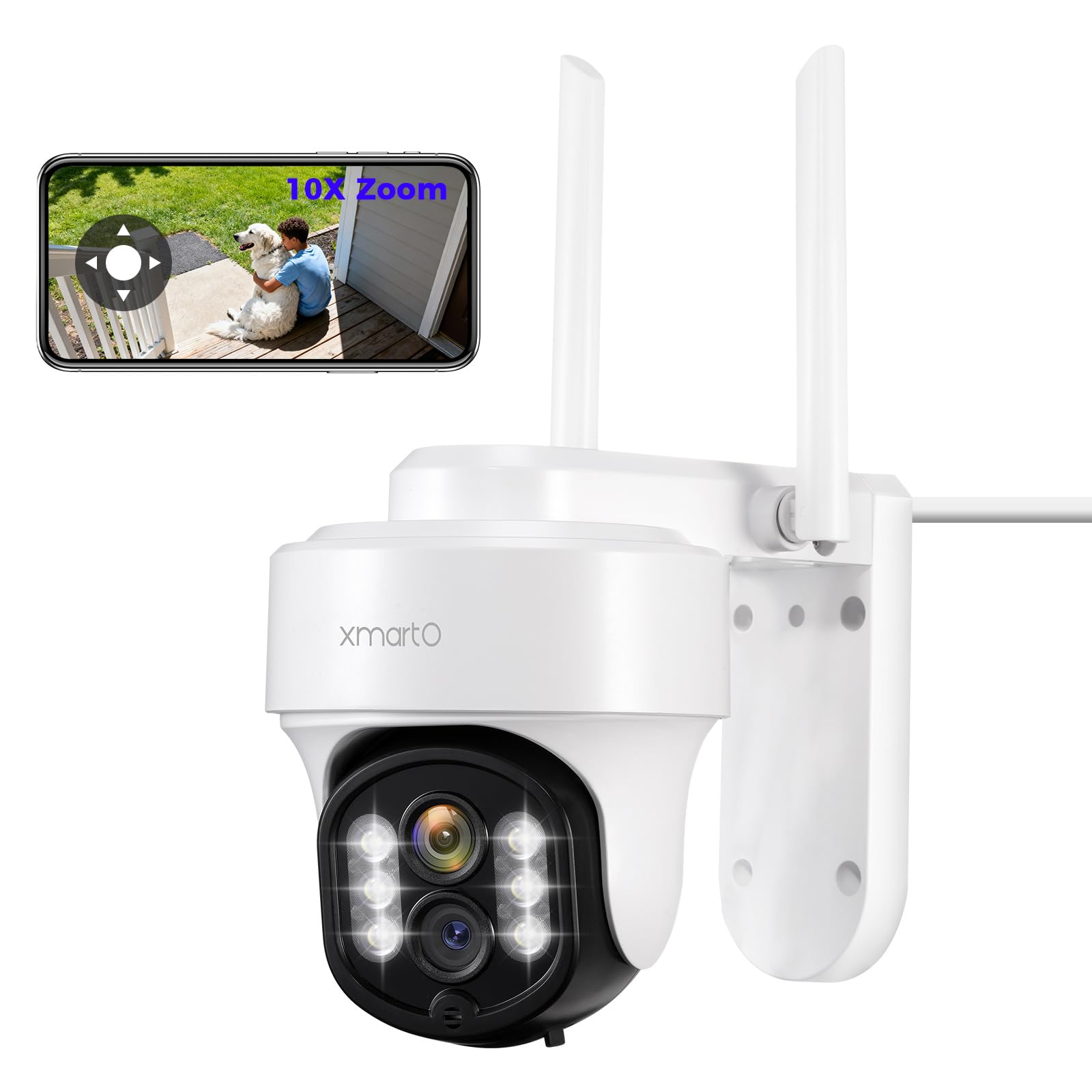 XMARTO 10X Zoom 2K HD 24/7 Recording Security Camera with Auto Tracking
