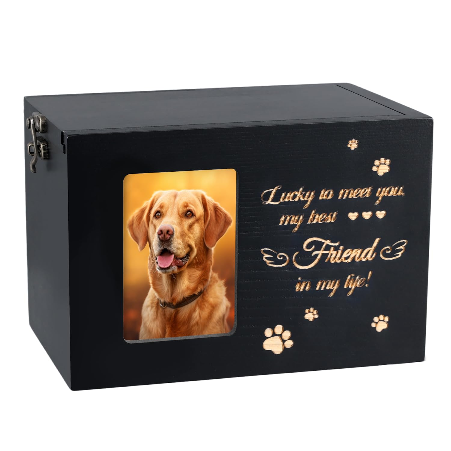 NQEUEPN Urnas para Mascotas de Madera, Urna para Perros y Gatos Funeral Urnas para Cenizas con Marco de Fotos y Franela como Forro Recuerdo Conmemorativo para Regalo de Recuerdo de Mascotas Perdidas
