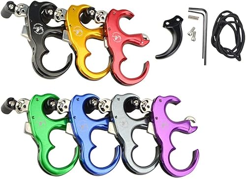 Sharrow Bow Release Aid 3/4 Fingers Automatic Archery Release Aluminium Alloy Thumb Trigger For Compound Bow Accessory (Green) #TOP3