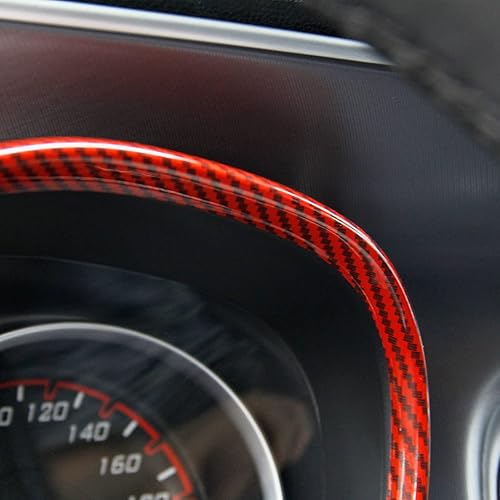 Miniatura 4 de crosselec Cubierta del marco del panel del medidor de fibra de carbono, accesorios de decoración interior para Dodge Charger 2015-2021 (rojo)