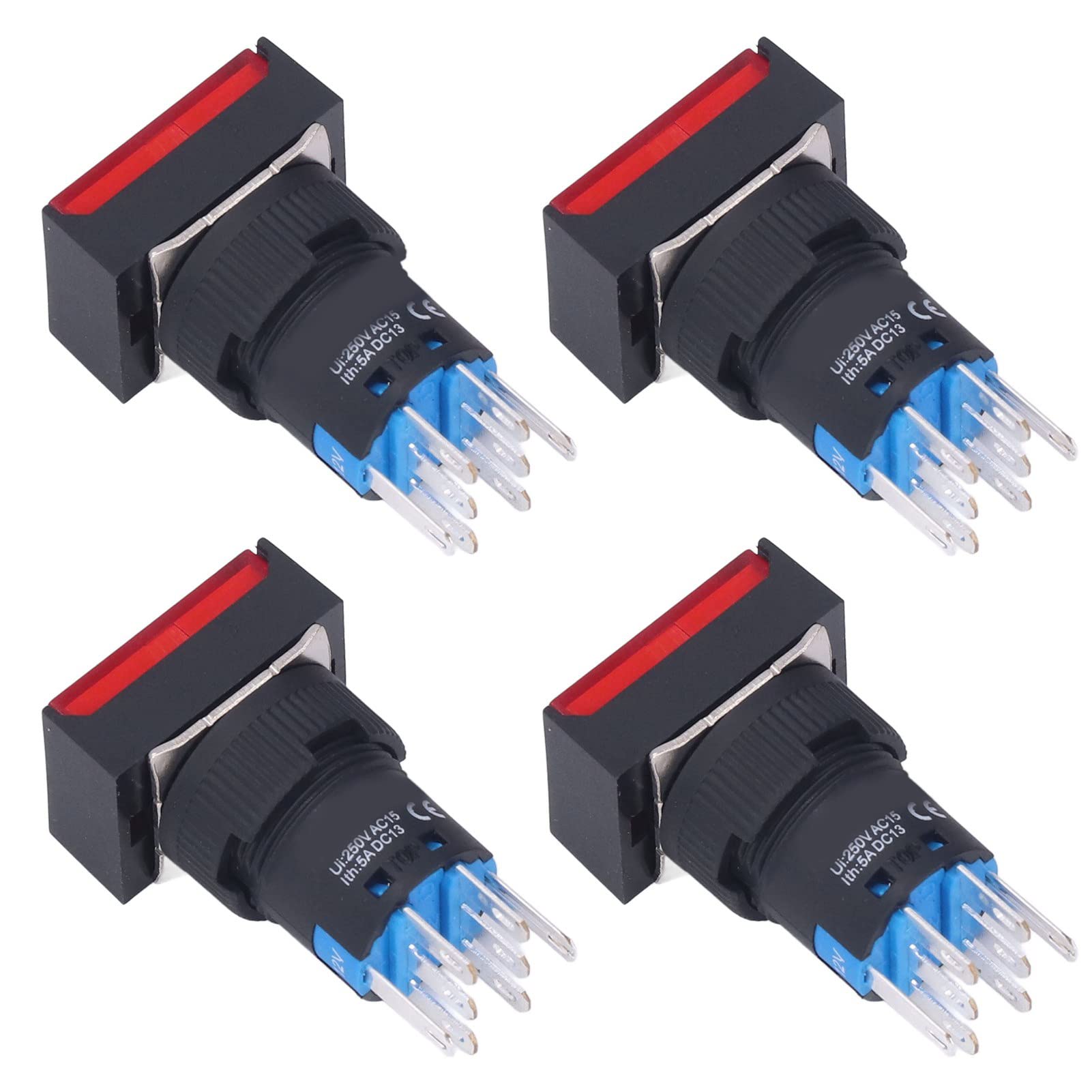 Jeanoko Micro Interruttori a Pulsante da 25 Pezzi con Funzione Autobloccante Leggera per Apparecchiature di Automazione Materiale ABS 16 Mm (Rossa)