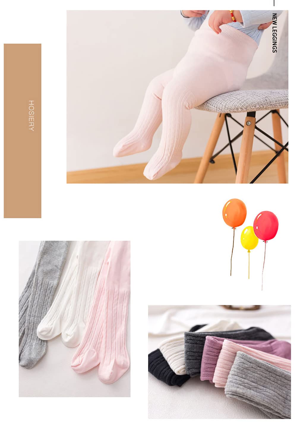 SYGA Baby Tights For Girls Soft Cotton Infant Leggings Toddler Solid Knit Socks Newborn Warm Crochet Pants Stockings - Pink 6-12 Months - Image 7 thumbnail