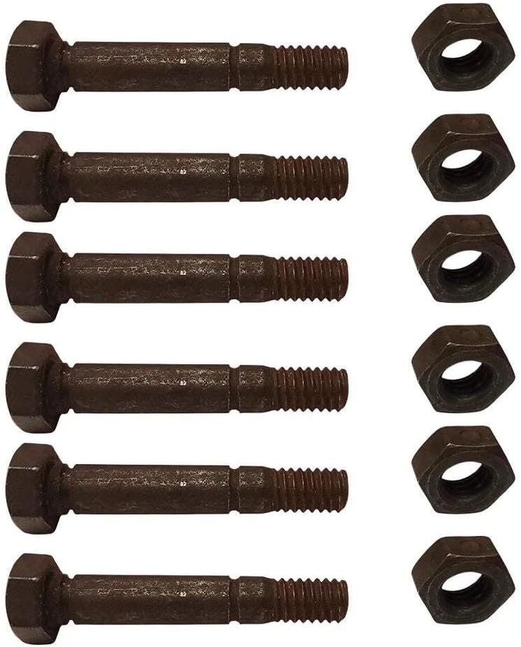 Set Of 6 Shear Pins And Nuts Replacement For #52100100 5/16 In Diameter 2 In Length