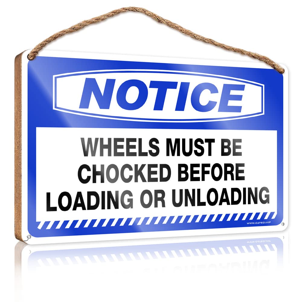 FZFN Our Home Signs For Home Decor Notice Wheels Must Be Chocked Before Loading Or Unloading Wooden Sign Plain Wood Signs For Crafts Front Door Sign Funny(23X35CM)
