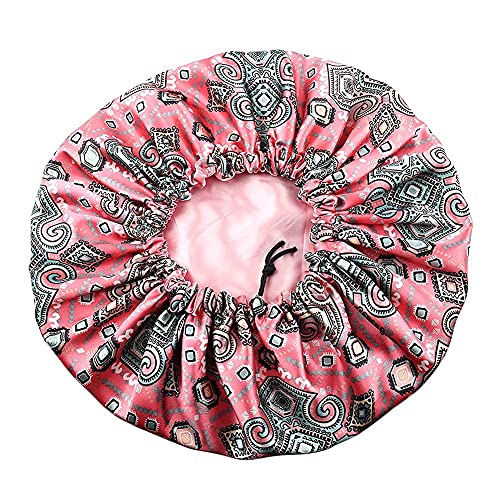 Image of Stain Bonnet Silk Sleep Cap Adjustable Satin Cap for Night Sleeping Hair Bonnet Reversible Double Layer