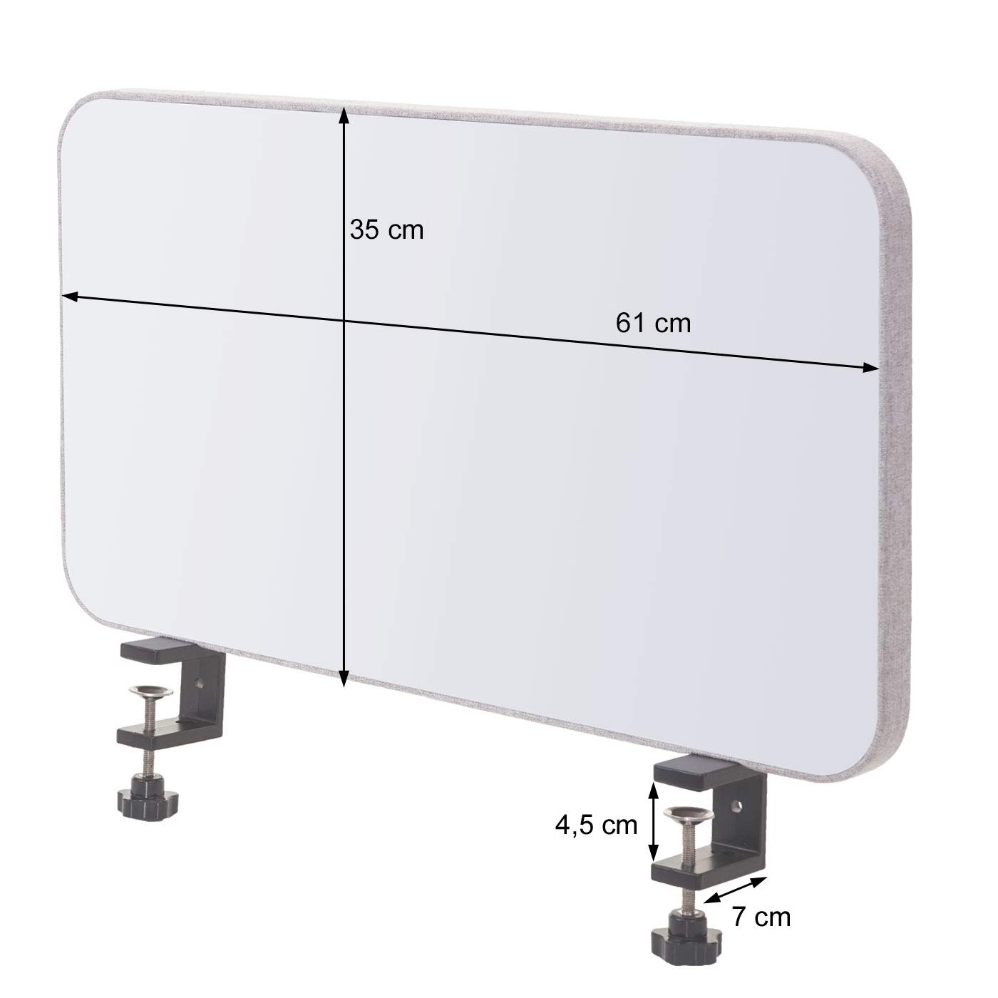Tisch-Whiteboard HWC-G74, Büro-Sichtschutz Trennwand Schreibtisch Magnettafel Pinnwand, Stoff/Textil - 60x35cm grau