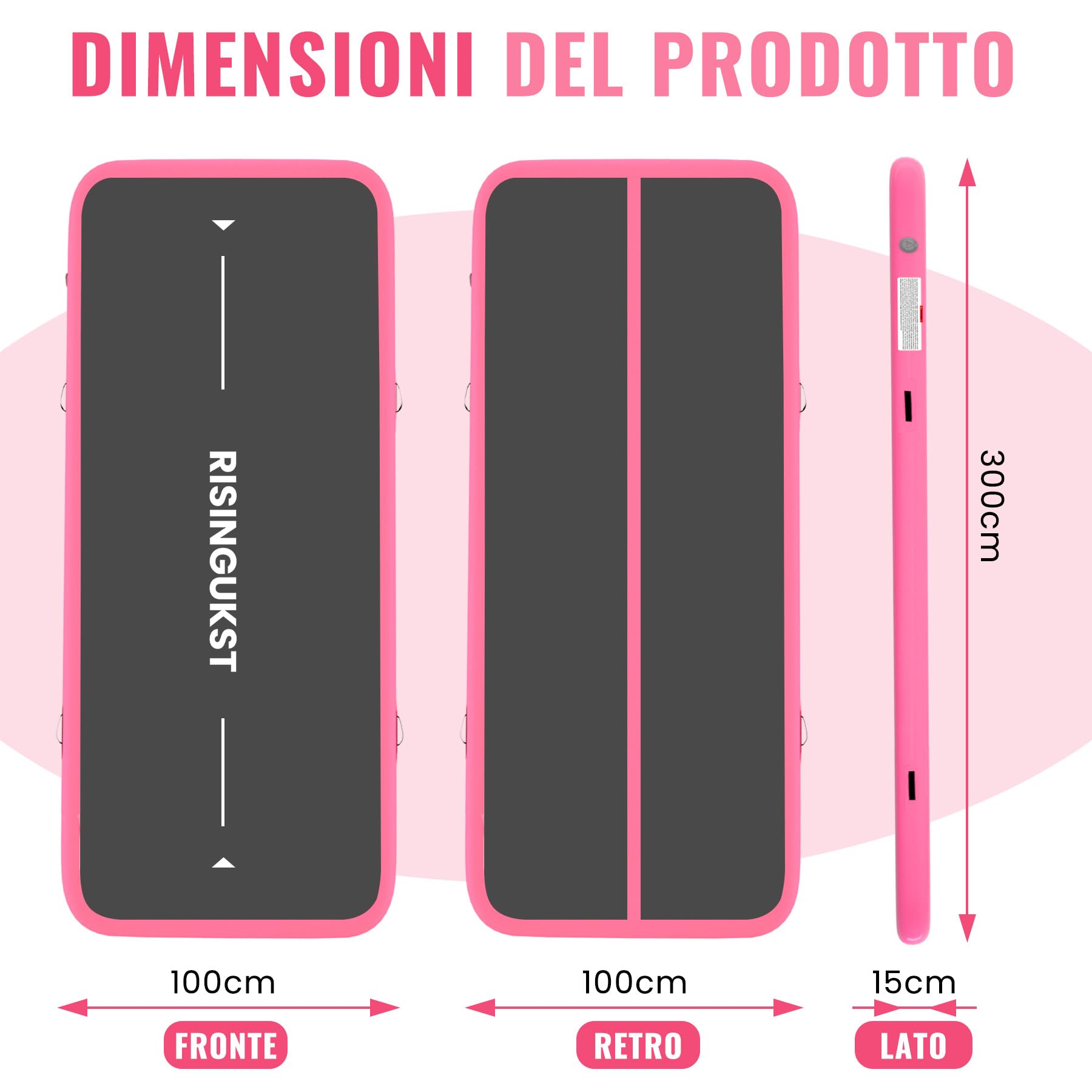 RISINGUKST Air Track Ginnastica Artistica 10/15/20cm Spessore, 2/3/4/5/6m materassino palestra con Pompa Elettrica per Casa