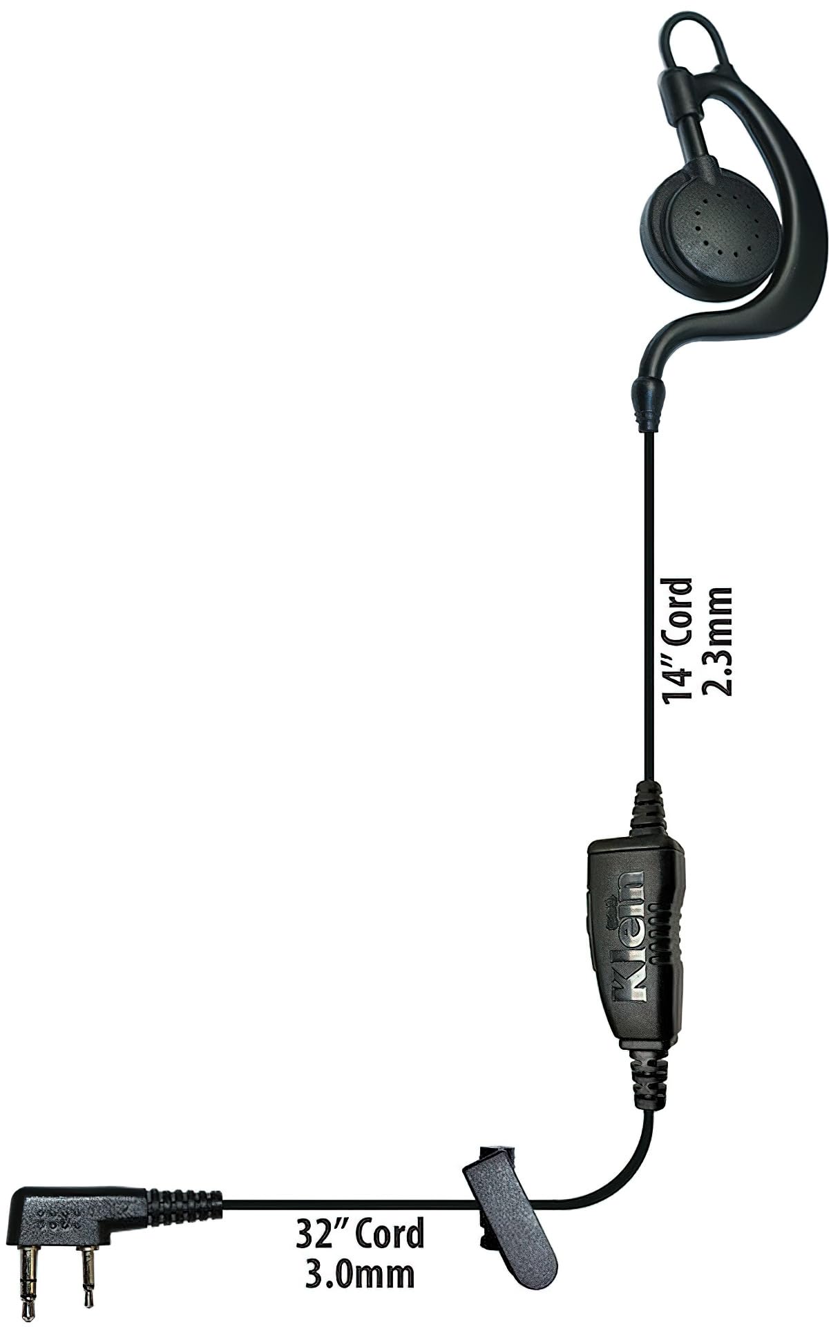 Auricolare Agent-K1 a filo singolo, audio chiaro, vestibilità comoda, costruzione durevole, connettore a 2 pin compatibile con radio Kenwood