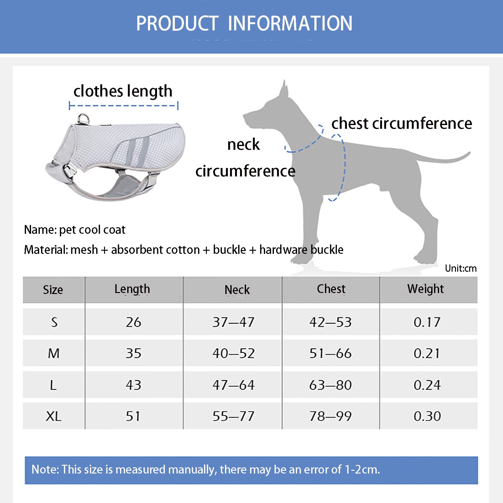 CUTTE Kühlweste für Hunde, Outdoor Welpen Kühljacke Hemden Reflektierende Sicherheit Sommer Atmungsaktive Kühljacke, Hundebekleidung