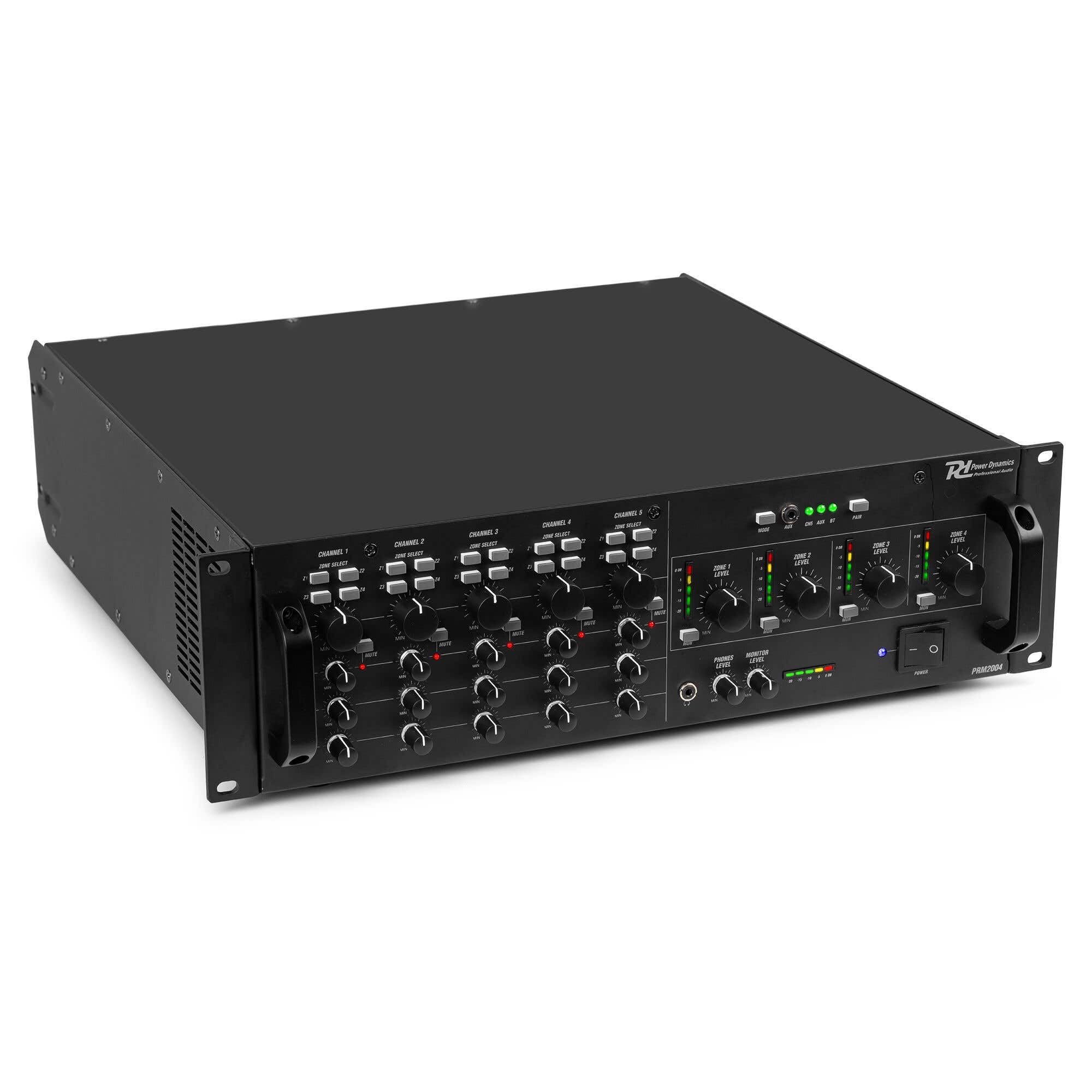 Power Dynamics PAM2004-4 Zonen-Verstärker mit Bluetooth (4x 200 W, 100 V, 4/8 Ω)