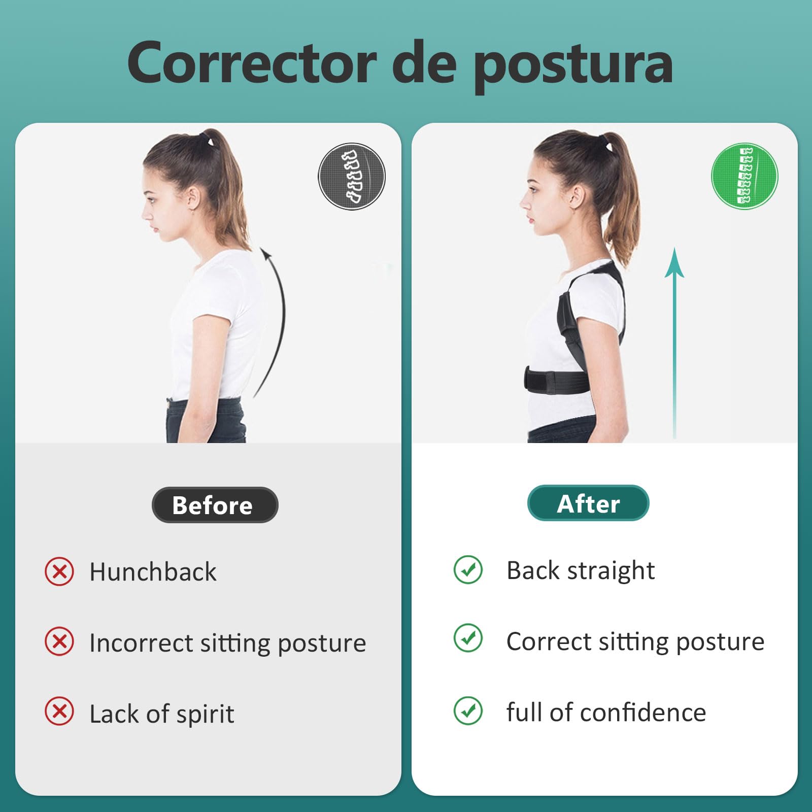 Fascia Correttore Postura Spalle Schiena: Supporto Lombare Uomo Donna - Busto Posturale Dritta Cintura Tutore Elastica - Cervicale Dritte Sostegno Ortopedico Raddrizza Spalla Fasce Collo Posture (S)