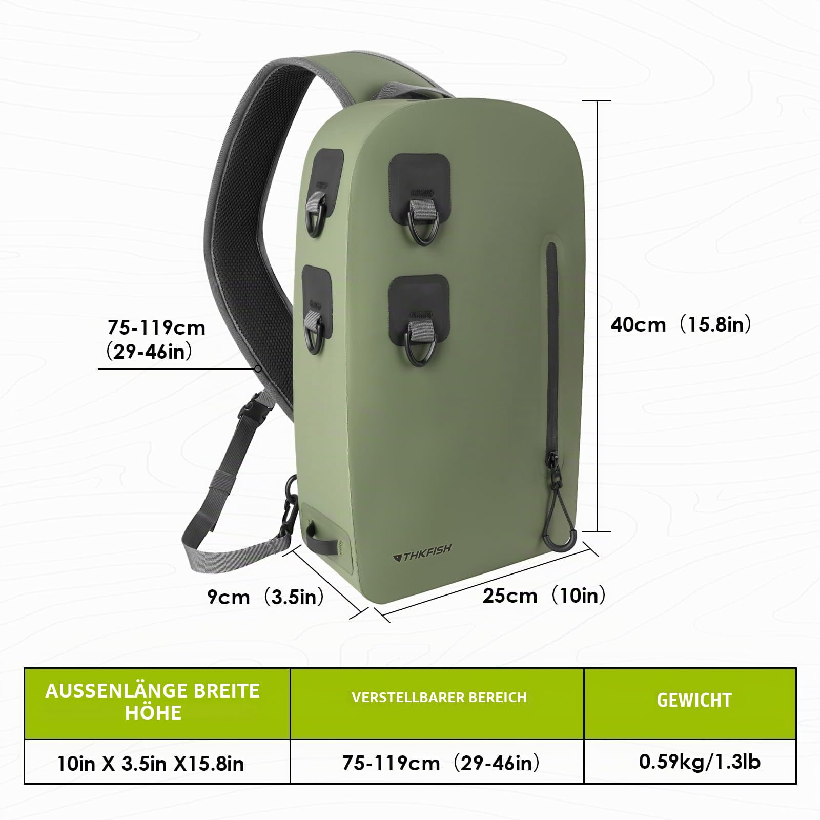 THKFISH Angelrucksack Wasserdicht IPX8, 9L Angel Tasche für Angeln mit Luftdichtem Reißverschluss,für Outdoor-Fliegenfischertasche,Laufen, Sport im Freien, Training