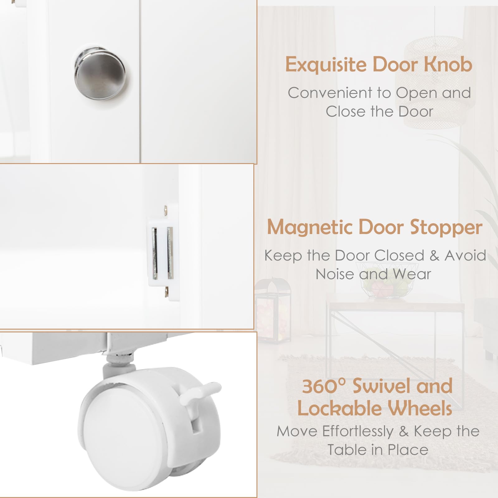 LIFEZEAL 3 in 1 Nähmaschinenschrank, Klappbarer Nähtisch auf 6 Rollen, Mobiler Nähschrank mit Ablage & 3 Regale, Computertisch für Zuhause&Büro, 158,5 x 50 x 74 cm (Weiß)