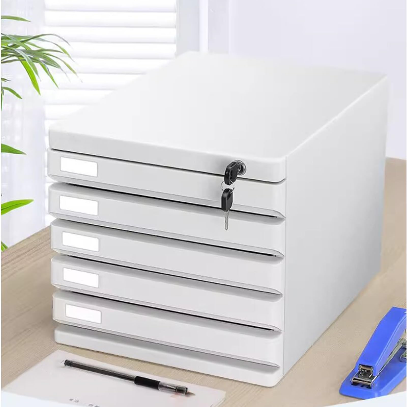 5 cassetti bloccabili File nizer – Armadio portadocumenti formato A4 per ufficio, casa, scrivania, cartelle e documenti archivio sul piano di lavoro (nero 5 strati)