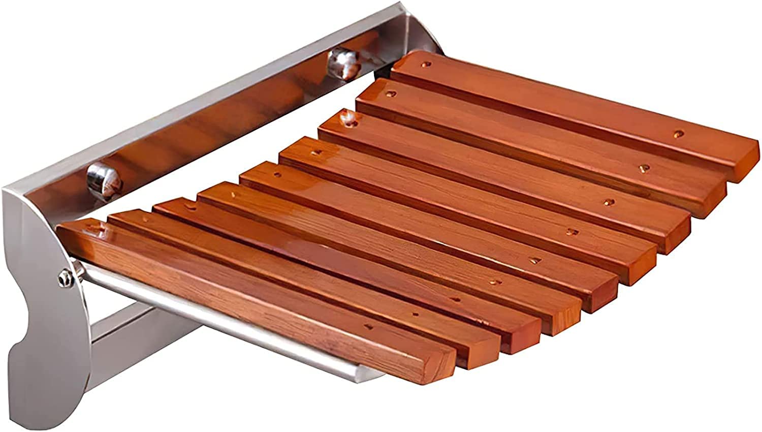 Sedile da Doccia Pieghevole in Legno, Panca da Doccia per Anziani Feriti, Panca da Bagno Pieghevole a Parete, Sgabello da Doccia./Brown/27Cm