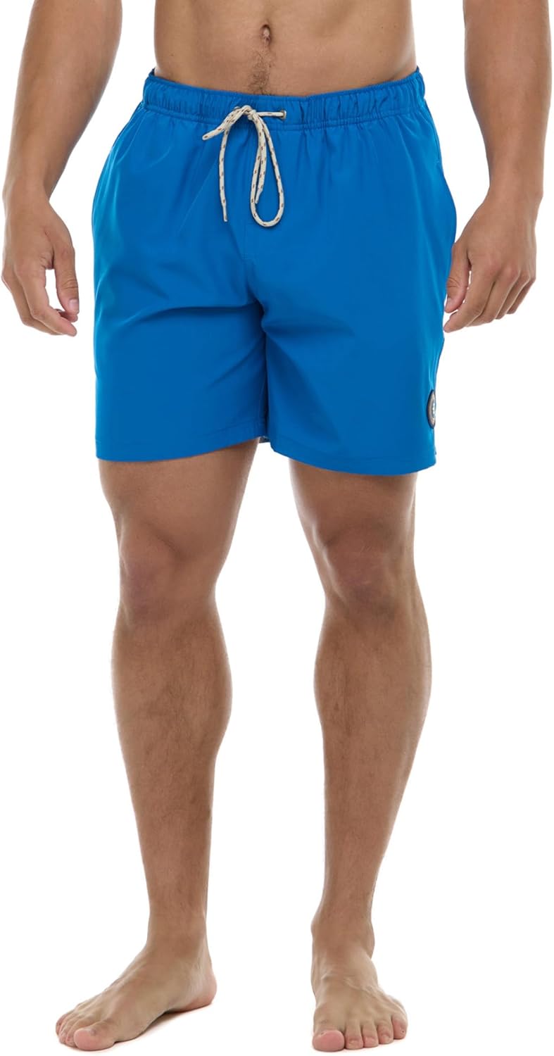 Eidon Young Men's Standard Creek 17 Inch Length, Elastic Waist Volley Swim Trunk Medium Blue
