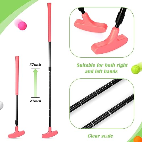 Miniatura 3 de Leyndo Paquete de 2 putters de golf para hombres y mujeres con 12 pelotas de golf bidireccionales ajustables para diestros o zurdos, juego de club