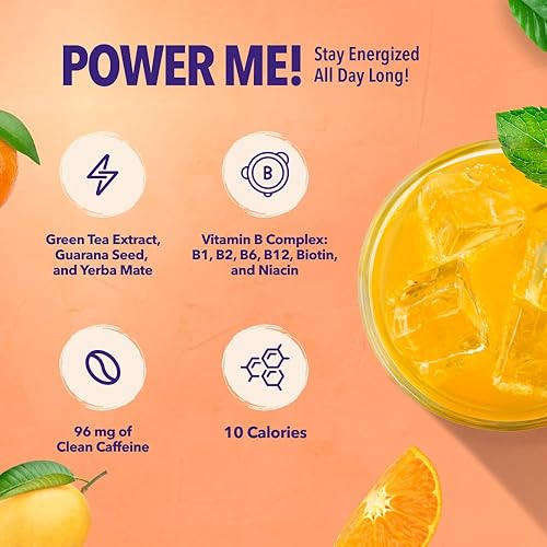 Miniatura 2 de VIVRI Power Me Sabor a mango naranja 30 porciones té verde guaraná yerba mate complejo B y endulzado naturalmente