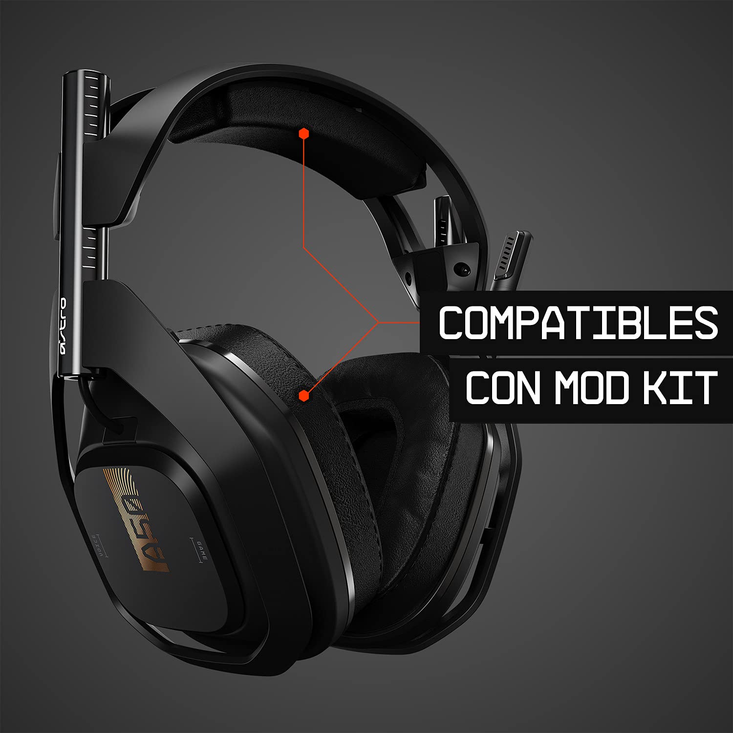 ASTRO Gaming A50 Auriculares inalámbricos para gaming y estación-base de carga, 4a gen, control de balance de juego, voz, 2.4 GHz, 15m alcance, Xbox Series X y S, Xbox One, PC - Negro/Oro