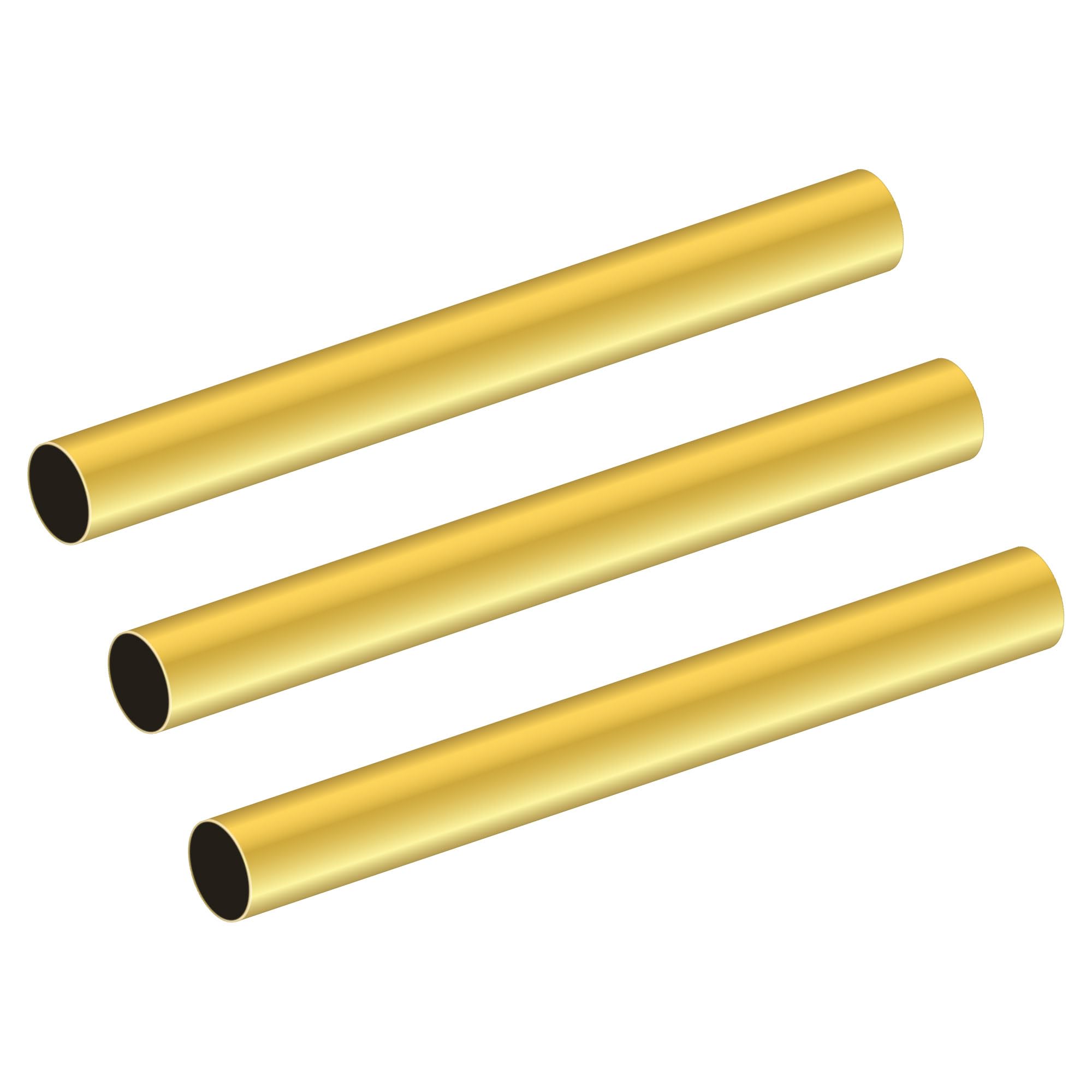 LAVMHAB Round Brass Tube 10mm OD x 0.2mm Wall Thickness x 200mm Length, Seamless Round Brass Pipes Tubing for DIY Craft (3 Pcs)