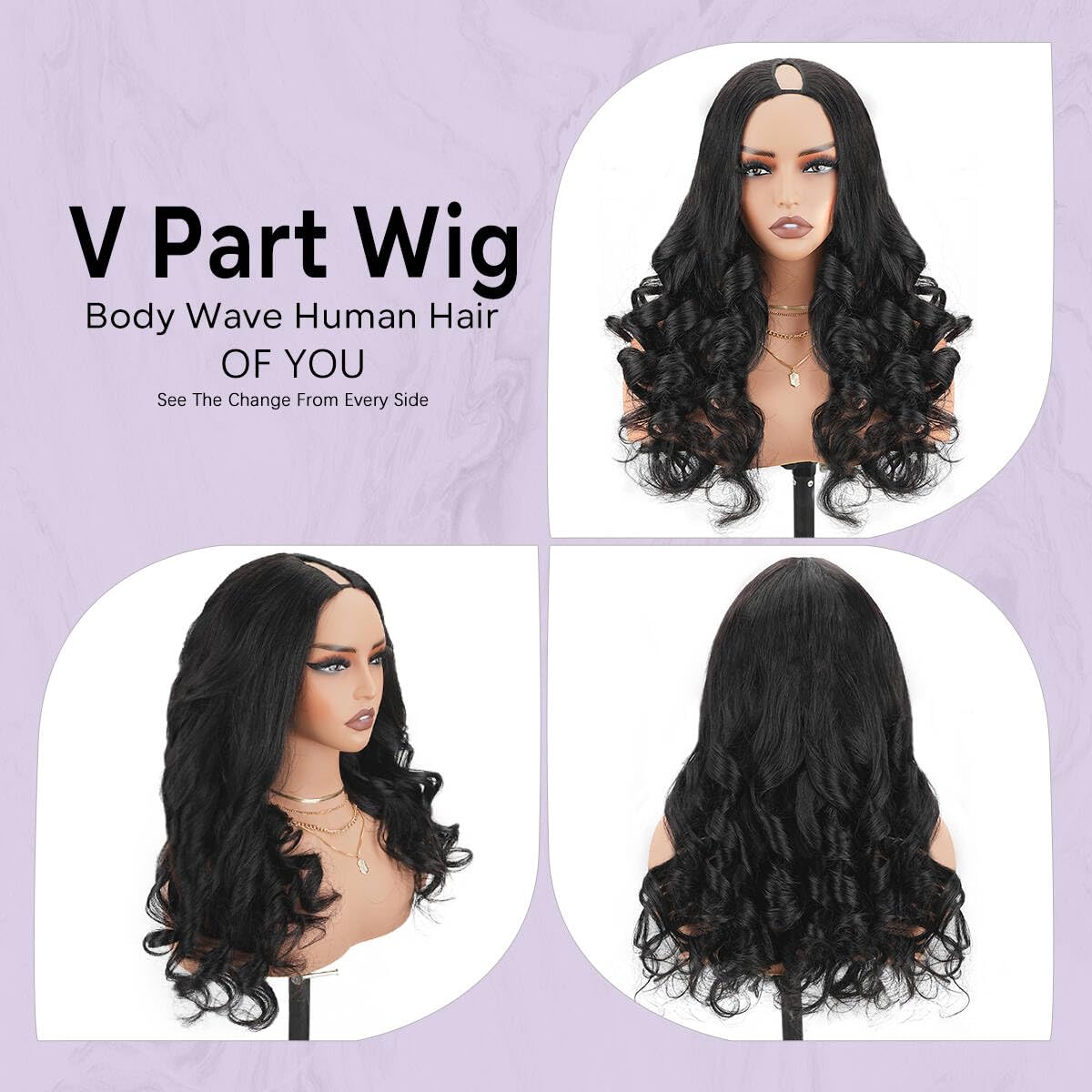 Body Wave V Part Wigs Human Hair 24 Inch Upgrade U Part Wigs With Drawstring 200% Density Glueless Vpart Human Hair Wigs For Women Beginner Friendly No Leave Out No Sew In Natural Black