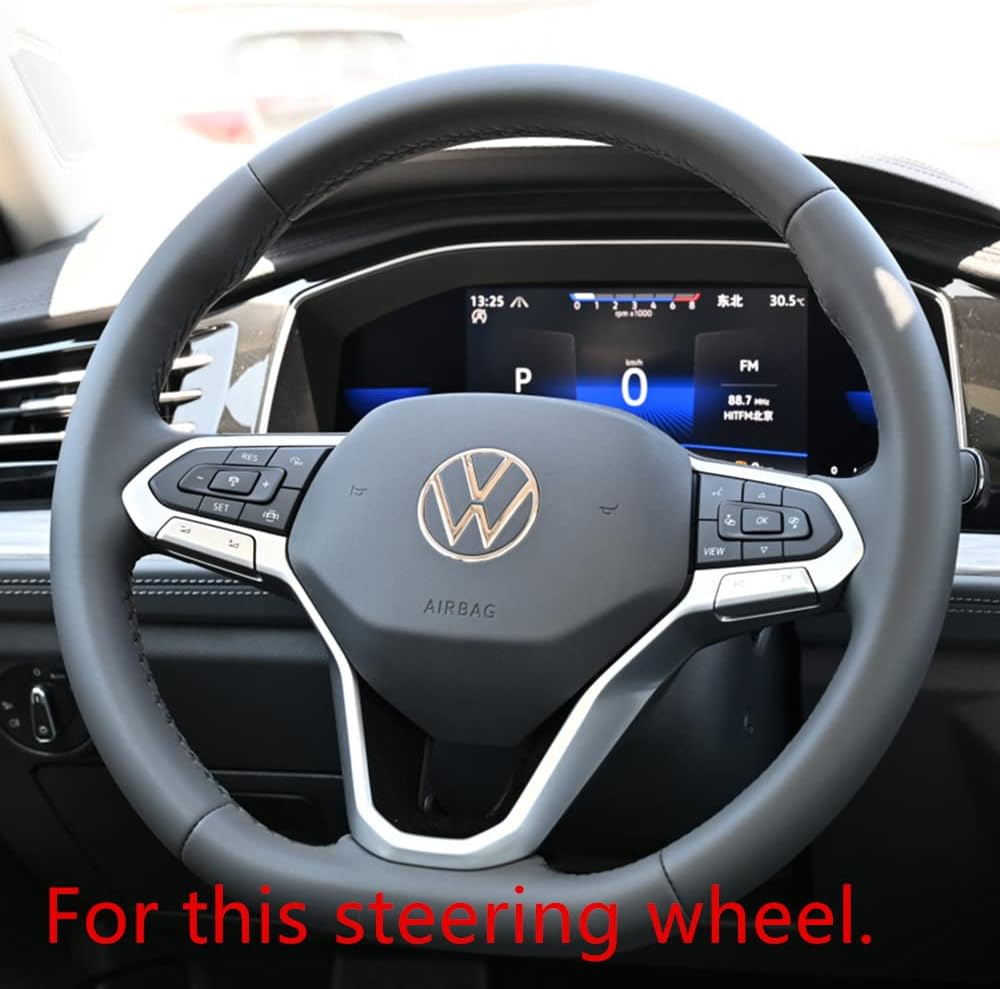 Sport Style Carbon Fiber Print Steering Wheel Cover Trim for VW Volkswagen Atlas 2021-2025 Atlas Cross Sport Taos Jetta 2022-2025