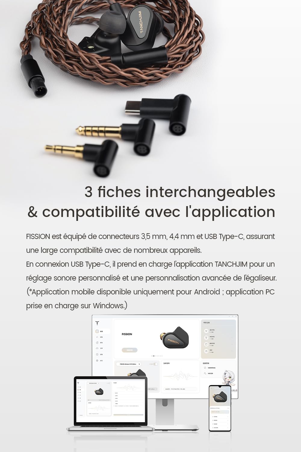 TANCHJIM X Rational HiFi Fission Écouteurs Filaires Jack IEM Réglage Basses