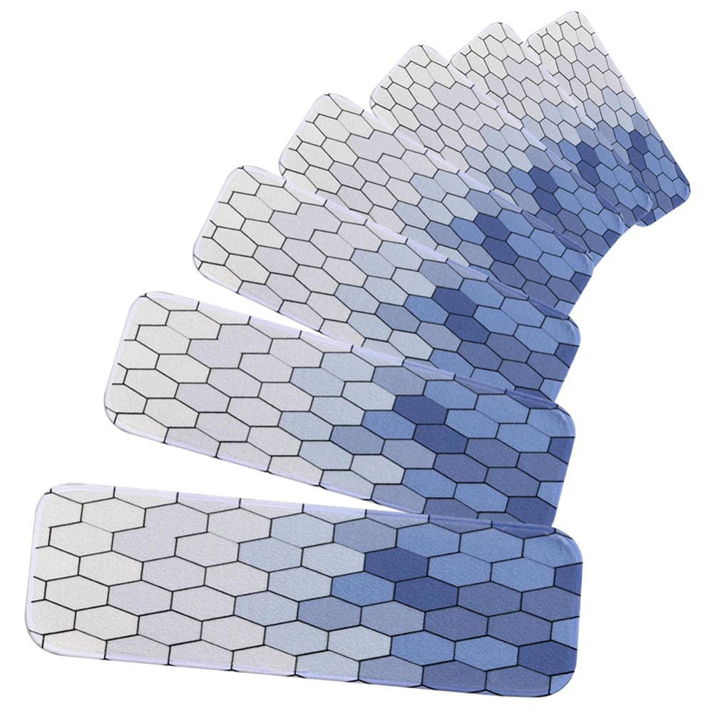 Alfombra con Patrones geométricos para peldaños de Escalera|Alfombras Modernas para escaleras para escalones de Madera|Alfombra para escaleras con Cinta de Doble Cara|Alfombra para escaleras