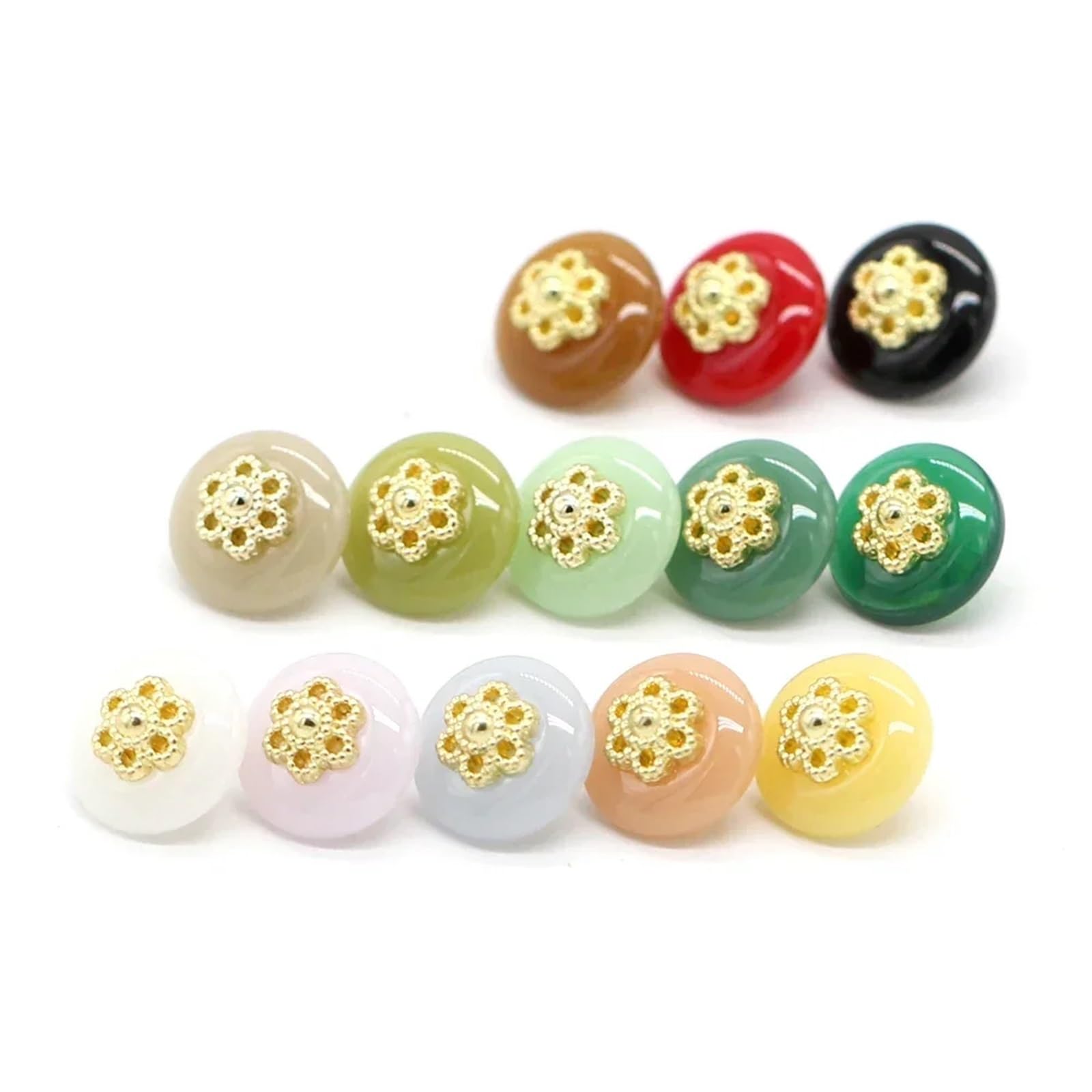bottoni, Confezione Da 12 Bottoni In Resina Multicolore, 11 Mm(Grass Green)
