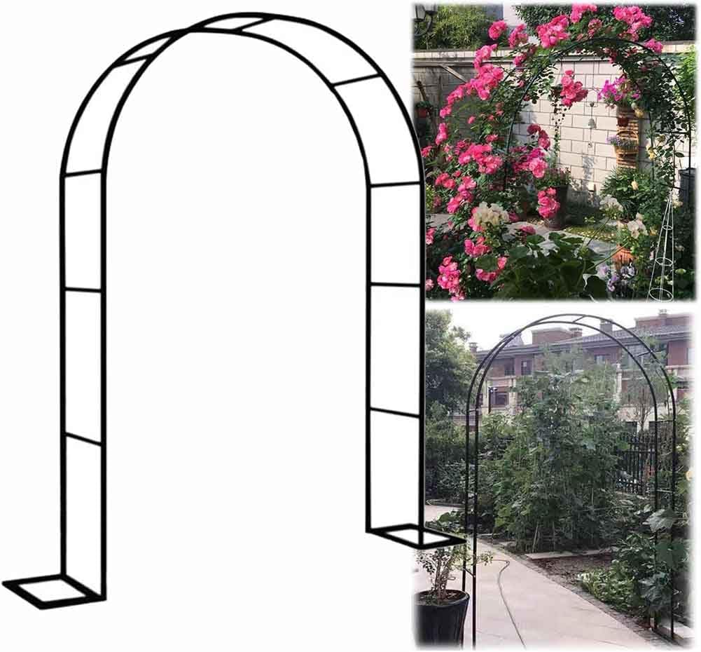 Outdoor Metal Garden Arch Heavy Duty Rose Arbor Climbing Plants Support Archway Large Wedding Arches 140Cm 180Cm 240Cm 120Cm Wide,Black,W2.4M*H2.2M